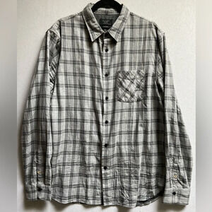 Rag & Bone Classic Fit Grey cotton Flannel button up long  sleeve Sz XL